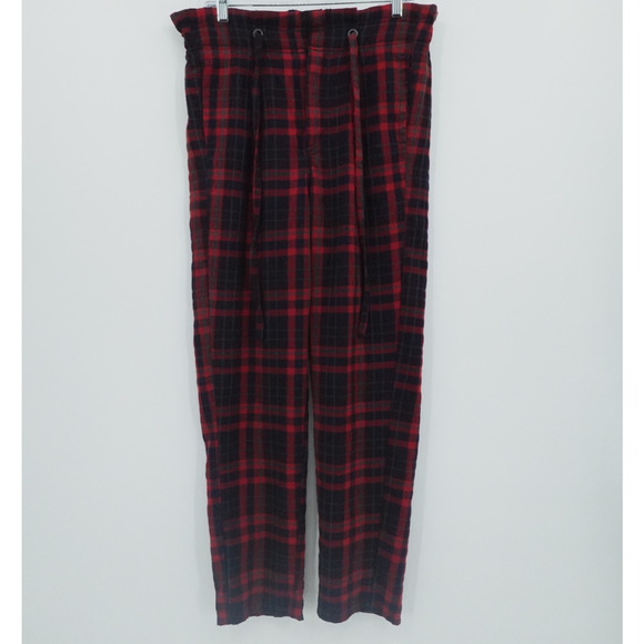 Free People Pants Womens 6 Red Tartan Plaid Here There Paper Bag Waist Goth - Picture 1 of 12